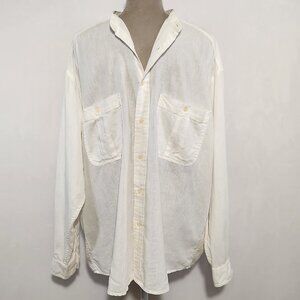 Claiborne Men's Size Large White Linen Blend Long Sleeve Button Down Shirt